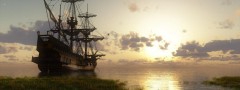 Ship at sunset : Ajax Slider Example