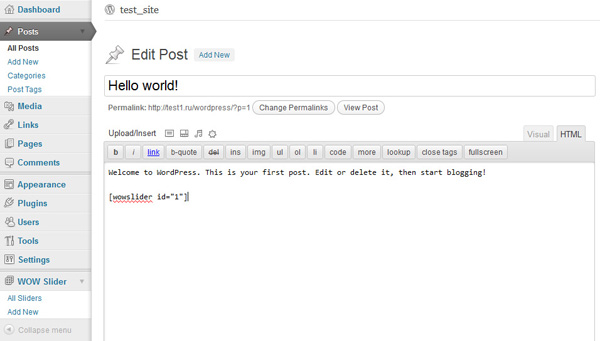 Wordpress page